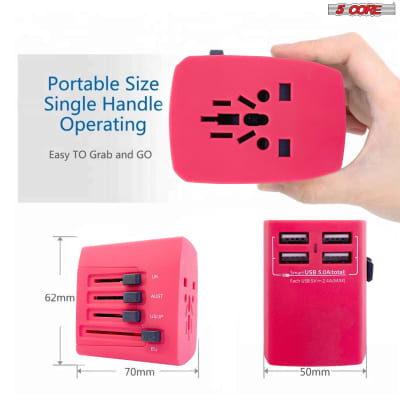 5 Core  Charger Universal Adapter Multi Outlet Port All In One Multi Cable Multiple Phone Charge Wall Plug UTA R image 3