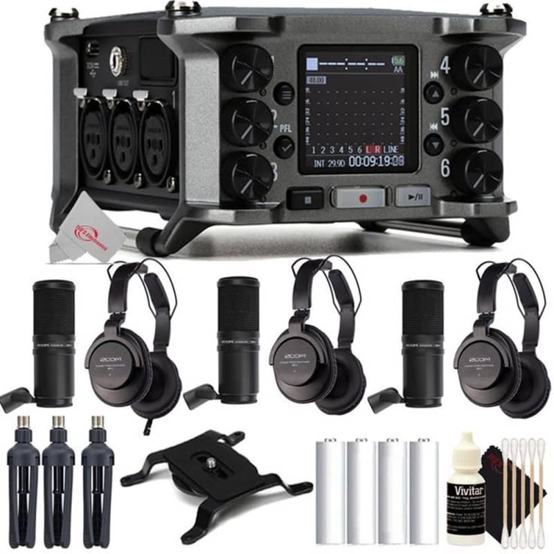 Zoom F6 6-Input / 14-Track Multi-Track Field Recorder + Two VidPro