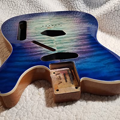 Stunning USA made bound Alder body.Quilt maple top in Blue burst Dragon color.Made for a Tele neck. image 5