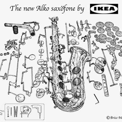2 boxes of Baritone saxophone Marca American Vintage reeds 2 + humor drawing print image 5