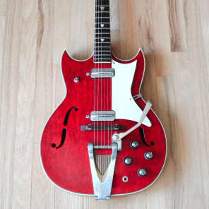 1960s Kay Red Devil Speed Demon Vintage Electric Hollowbody Guitar w/gigbag image 2