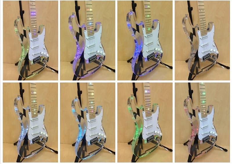 Haze Clear Acrylic See-Thru SC Electric Guitar,LED Lights on Body