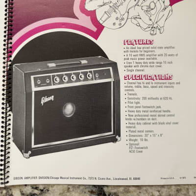 Gibson Amp Catalog 1972 Vintage G-10 20 30 40 50 60 70 80 GPA 35 70 PA image 4