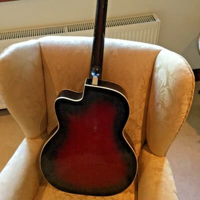 1950s vintage German archtop jazz acoustic guitar, poss' Antoria, 3 sound holes image 3