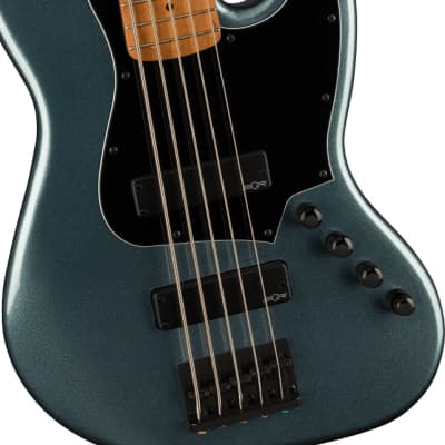 Squier Contemporary Active Jazz Bass HH V, Roasted Maple Fingerboard, Black Pickguard, Gunmetal Metallic image 4