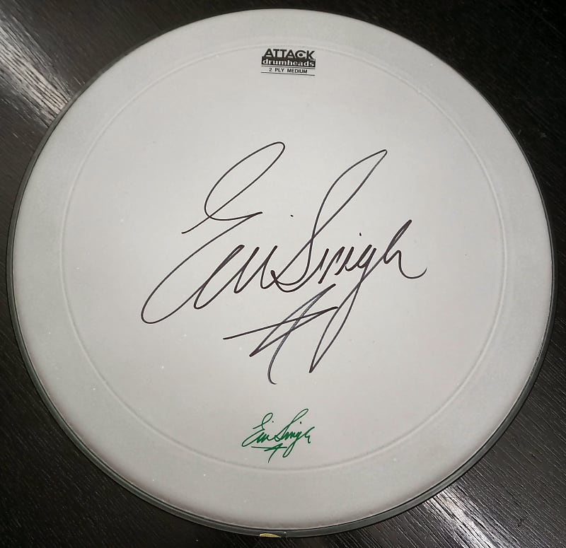 RARE Attack Drumheads Snare Drum Head signed by Eric Singer Reverb