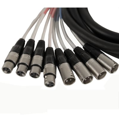 Seismic Audio 10 Foot Insert Snake Cable - 8 TRS to 4 XLR Male and 4 XLR Female image 2