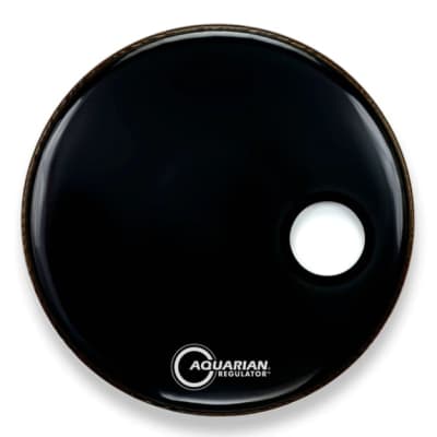 Aquarian 20'' Regulator w/ 4 3/4'' Offset Hole Black Bass Drumhead image 2