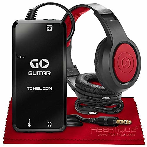TC-Helicon GO GUITAR Portable Guitar Interface for Mobile Devices + SR360 Over-Ear Dynamic Stereo Headphones, Xpix 1/4" TRS Cable & Fibertique Microfiber Cleaning Cloth image 1