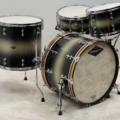 Craviotto 22/13/16/6.5x14" VIDEO Signed 2013 Solid Maple Shell Drum Set - Black/Gold Duco Sparkle Lacquer image 4