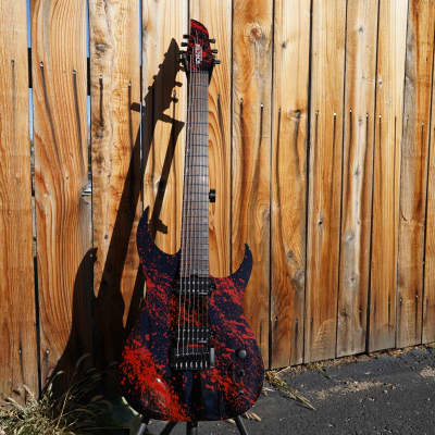 Schecter USA CUSTOM SHOP - Black w/ Blood Splatter - Keith Merrow KM-7 - Hybrid 7-String Electric Guitar w/ Case (2023) image 2