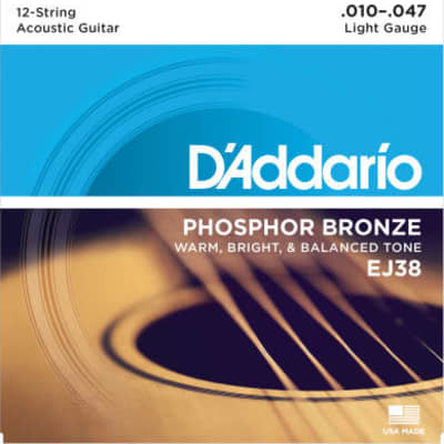 D'Addario EJ38 Phos Bronze 12-String Acoustic Guitar Strings (Light 10-47) image 1