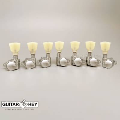 NEW Grover 502 LOCKING 7-String Tuners L4+R3 Keystone Buttons 4x3 - NICKEL image 2