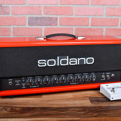Soldano Custom Shop SLO100 100watt All Tube Head with Matching 4x12 Cab Red Sparkle Tolex W/ Black Grill and Black Chicken Head Knobs image 2