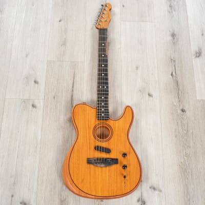 Fender American Acoustasonic Mahogany Telecaster Guitar, Ebony Board, Natural image 3