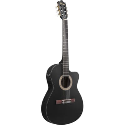 IBANEZ GA5MHTCE-WK Thinline Nylon Elektro-Akustik-Gitarre, whethered black for sale