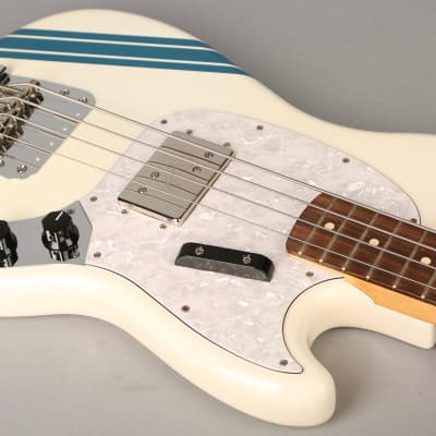 Fender Pawn Shop Mustang Bass - 2012 - White w/Competition Stripe image 14
