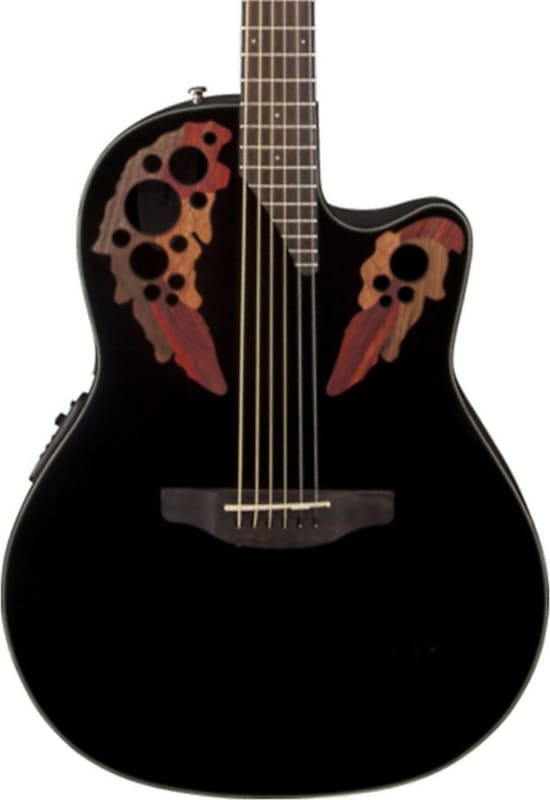 Ovation CE44-5 Celebrity Elite Mid-Depth Acoustic-Electric Guitar, Black