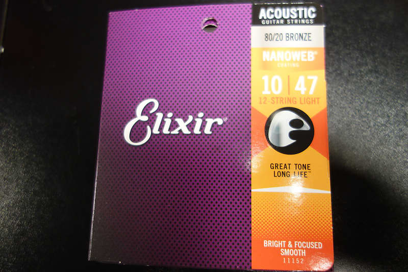 Elixir Acoustic 80/20 Bronze Strings with NANOWEB 10-47 (12 String ) image 1