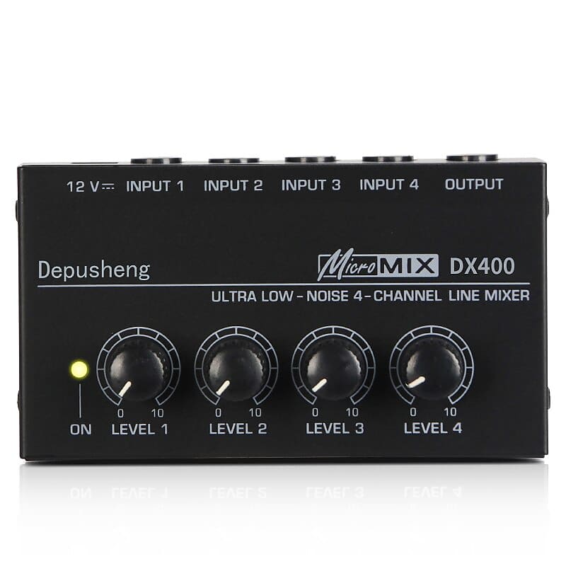 Depusheng DX400 DX400 4 Channel Mixing Console Ultra Compact Low Noise Line Audio Mixer image 1