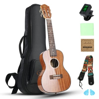 Hricane Concert Ukulele Spalted Maple 23 Inch Ukelele for Beginners,  Cutaway Ukulele Professional Wood Uke with Glossy Satin Body Ukulele Stater  Kit