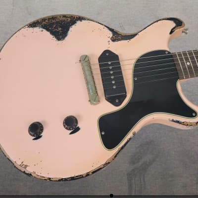 NEW! Rock N Roll Relics Thunders DC / LP P-90 guitar in Shell Pink over Black image 1