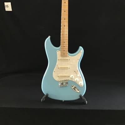 Emerald Bay custom shop multi-scale electric guitar, sonic blue image 1