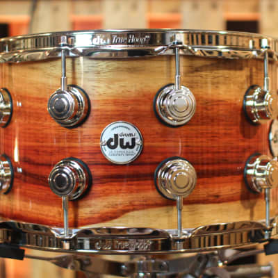 DW 8x14 Collector's Mahogany Spruce Natural Hard Satin Snare Drum