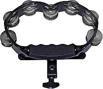 Black Plastic Mountable Tambourine - Bright Steel Jingles image 1