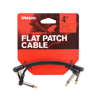 D'Addario PW-FPRR-204 Planet Waves 1/4" TS Right-Angle Flat Patch Cable - 4" (2)