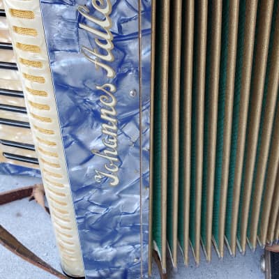 Johannes Adler Accordion with case nice! 1940's Blue Marine Pearl image 4