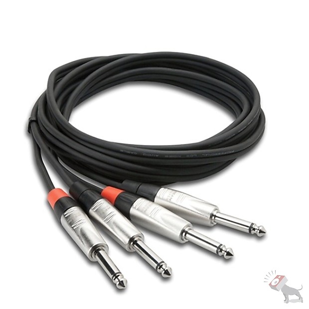 Immagine Hosa HPP-010X2 Dual REAN 1/4" TS Male to Same Stereo Interconnect Cable - 10' - 1