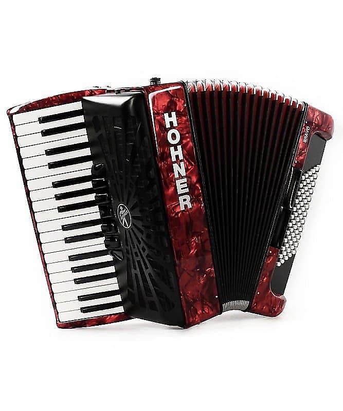 Hohner BR120R-N Bravo III 120 Accordion in Pearl Red w/ Black Bellows image 1