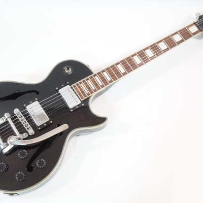 Burny BLC-85 Bigsby Tremolo Semi Hollow Les Paul Custom Type Fernandes  BLACK | Reverb