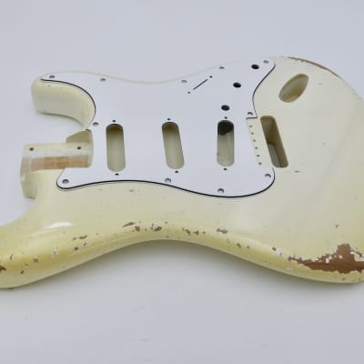 3lbs 14oz BloomDoom Nitro Lacquer Aged Relic Olympic White S-Style Vintage Custom Guitar Body image 7