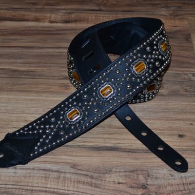 KISS Paul Stanley Black Studded Stud Guitar Strap Diamond Pattern NEW Jodi  Head