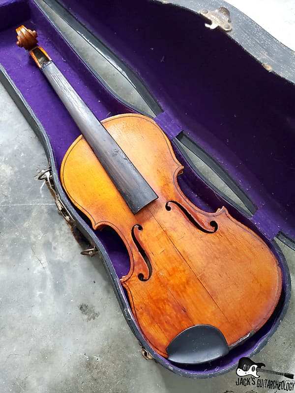 German-Made Antonius Stradivarius Copy Violin - Just Add Bridge!  (circa-1920s Antique Varnish)
