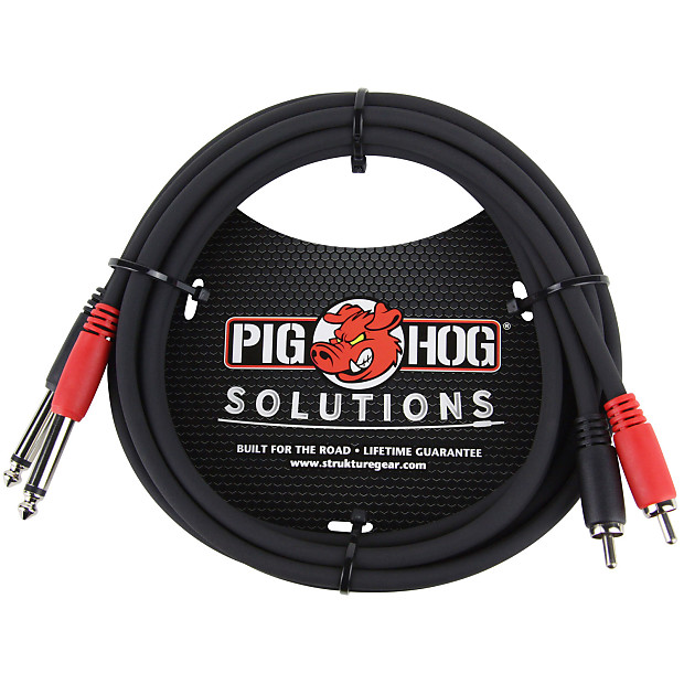 Pig Hog PD-R1406 Dual RCA to Dual 1/4" TS Stereo Interconnect Cable - 6' image 1
