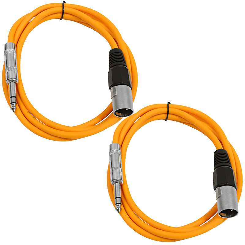 2 Pack of 1/4 Inch to XLR Male Patch Cables 6 Foot Extension Cords Jumper - Orange and Orange image 1