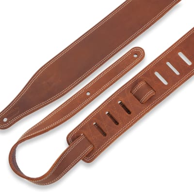 Levy's M17BDS-BRN Butter Double Stitch 2.5" Wide Garment Leather Guitar Strap image 2