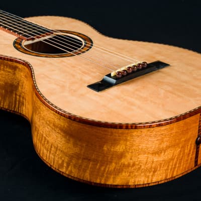 Ressler Parlor 12-Fret Flame Mahogany and Bearclaw Sitka Spruce NEW image 13