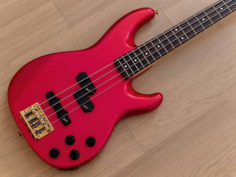 1989 Fender Jazz Bass Special PJR65 Medium Scale PJ Bass w/ Active EQ,  Chrome Red, Japan MIJ Fujigen