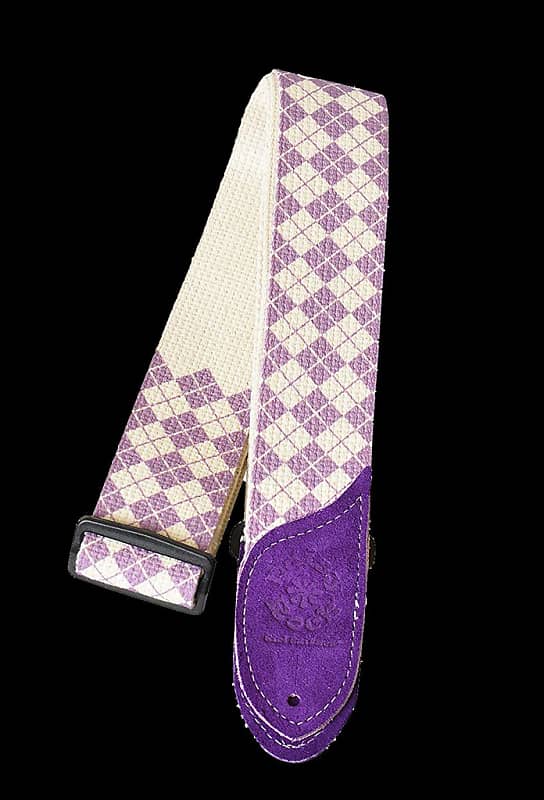 DAISY ROCK DRS10 purple argyle cotton guitar strap NEW image 1