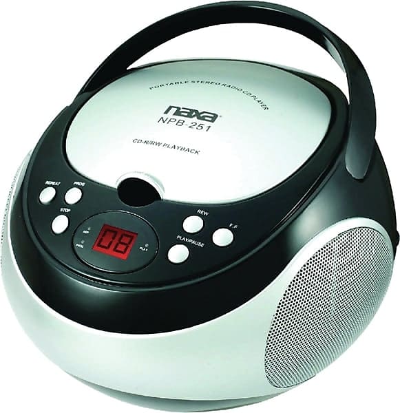 Naxa NPB-251 White Portable CD Player with AM/FM Stereo Radio Red image 1
