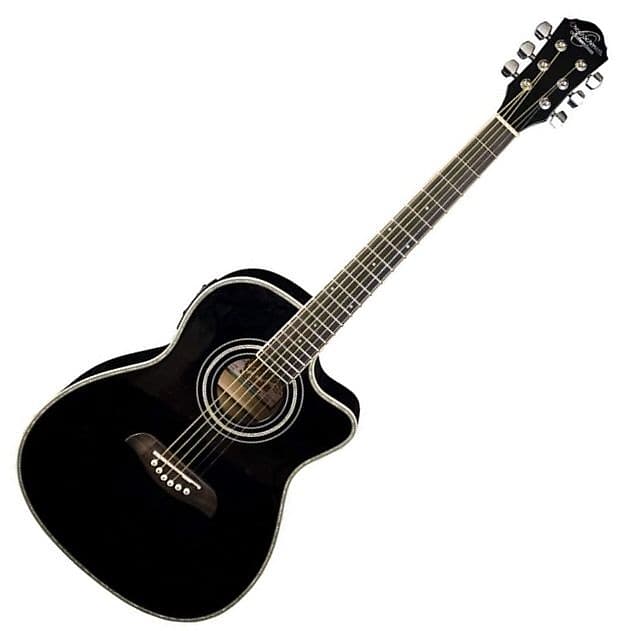 Oscar Schmidt Model OG1CEB 3/4 Size Cutaway Acoustic Electric Guitar - Black image 1