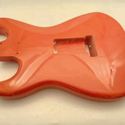 4lbs BloomDoom Nitro Lacquer Aged Relic Orangey Fiesta Red HSH S-Style Vintage Custom Guitar Body image 8
