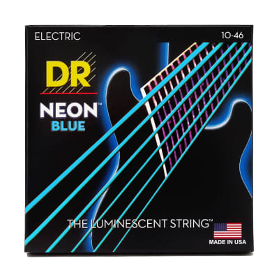 DR Strings Hi-Def Neon Blue Colored Electric Guitar Strings: Medium 10-46 image 2