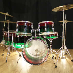 Ludwig Vistalite Pattern A Red Black Green 6pc Shell Pack image 2