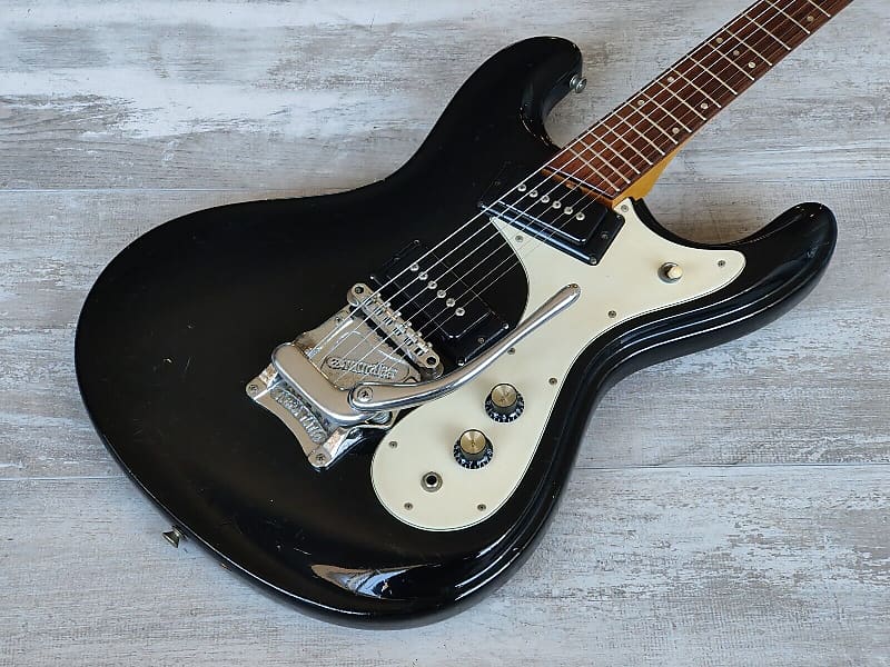 1960's Morales Japan (Mosrite) Ventures Offset Guitar (Gloss Black) image 1