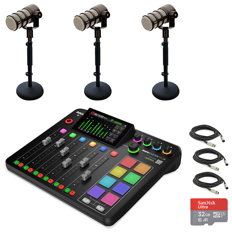 Rode RodeCaster Pro II Production Studio Console w/ Mic, Arm, Headphone  RCPII RDK3